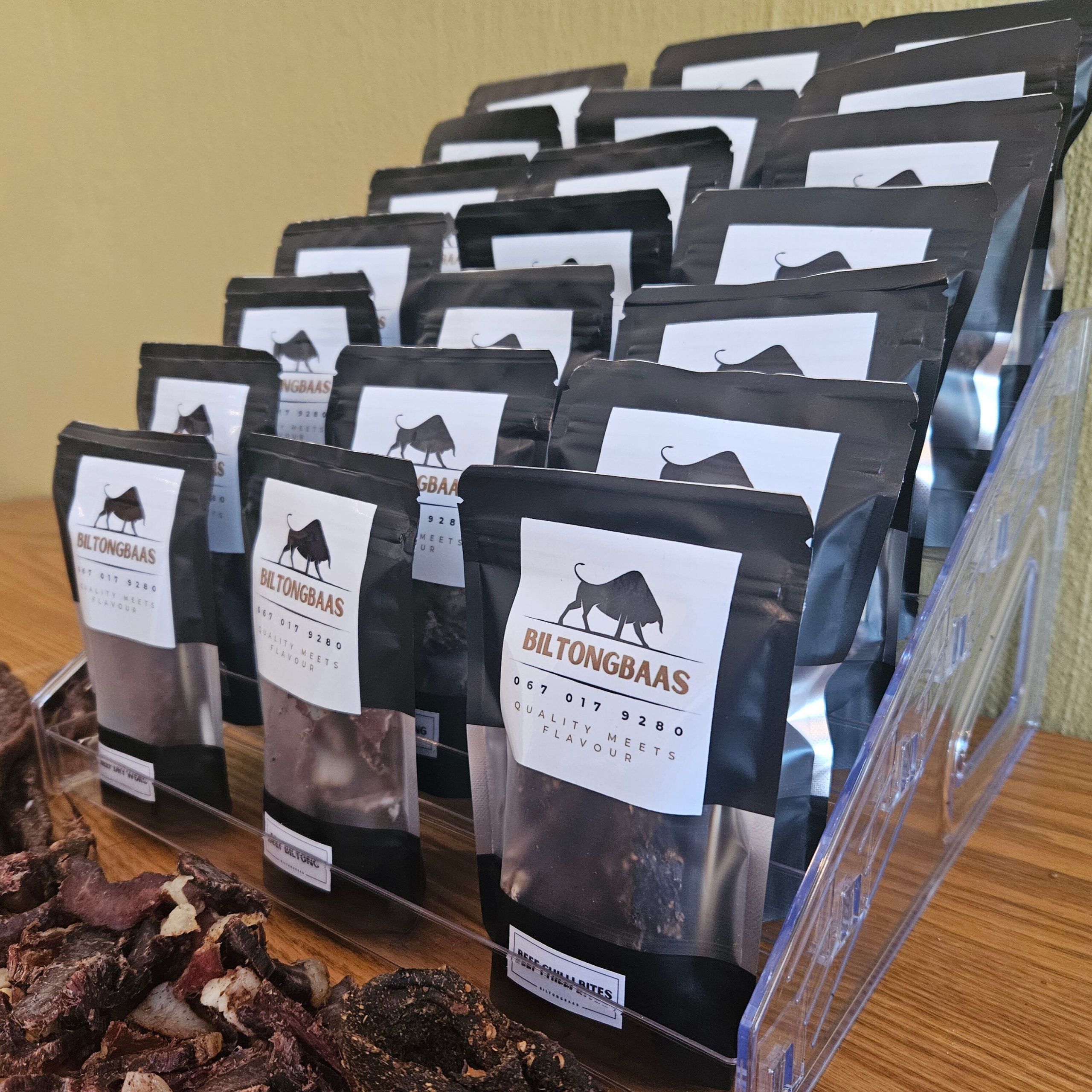 Consignment Stock (4) - Edited Gift box with 3x 150g selections of biltong, chilli bites, or dry wors paired with Ferrero Rocher chocolates